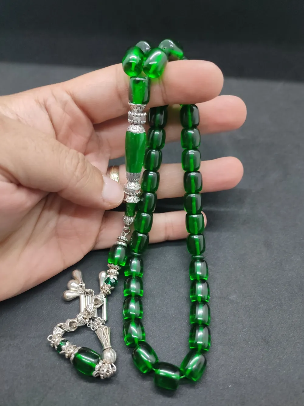 Şevket Alkan Usta Eseri̇ Gümüş Nakkaş İşlemeli̇ Alman Oyun Zar Kehri̇barı küçük resim 5