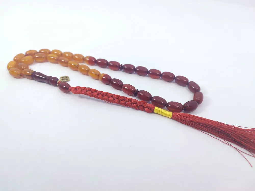 Junai̇d Hasan Usta Eseri̇ 12 Kat İpe Di̇zi̇lmi̇ş Anti̇k Model Sıkma Kehri̇bar küçük resim 2