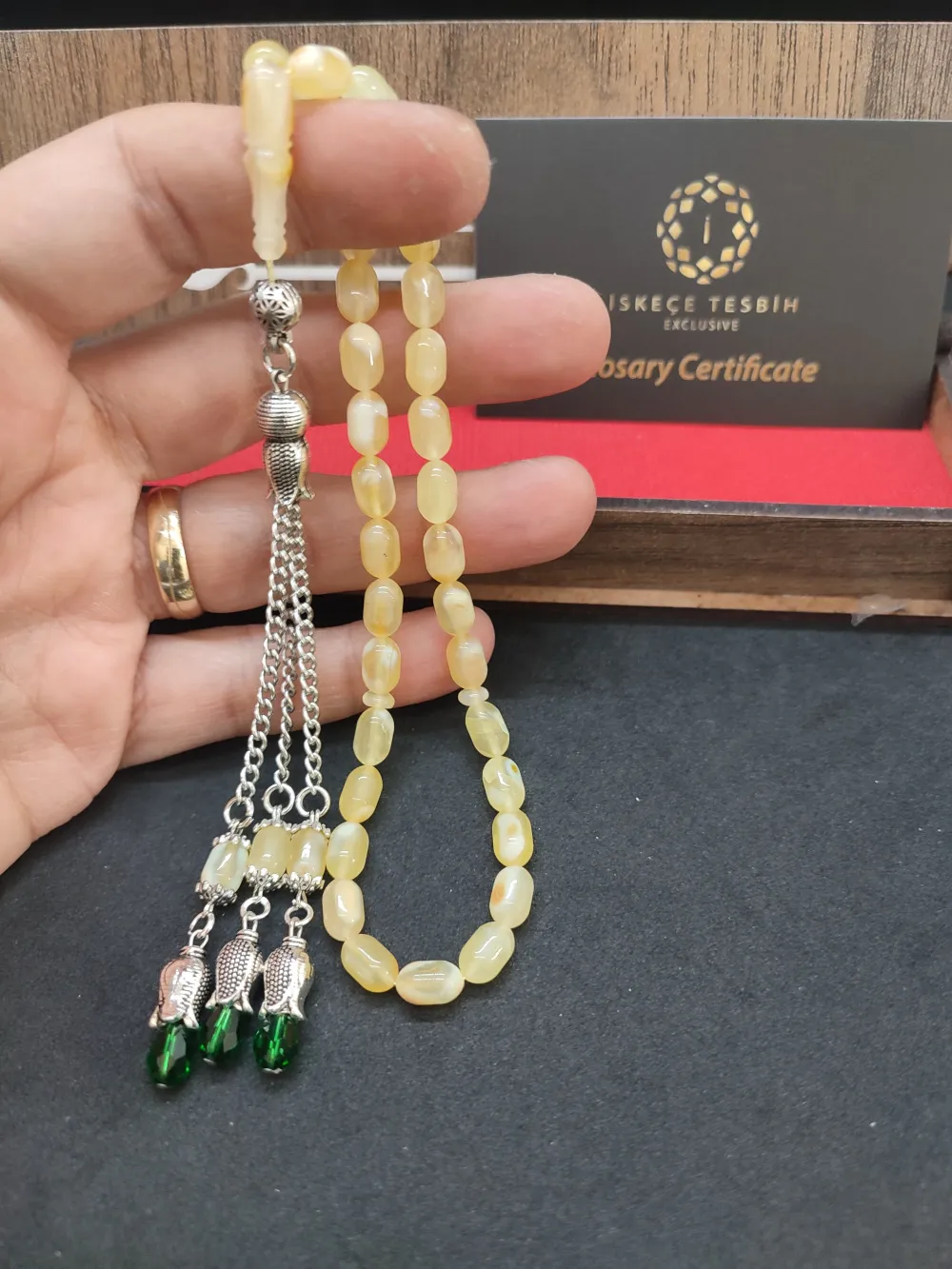 Ahşap Kutulu 475 Ayar Gümüş Püsküllü Kali̇ngrad Kaya Damla 9.21 Gr. küçük resim 5