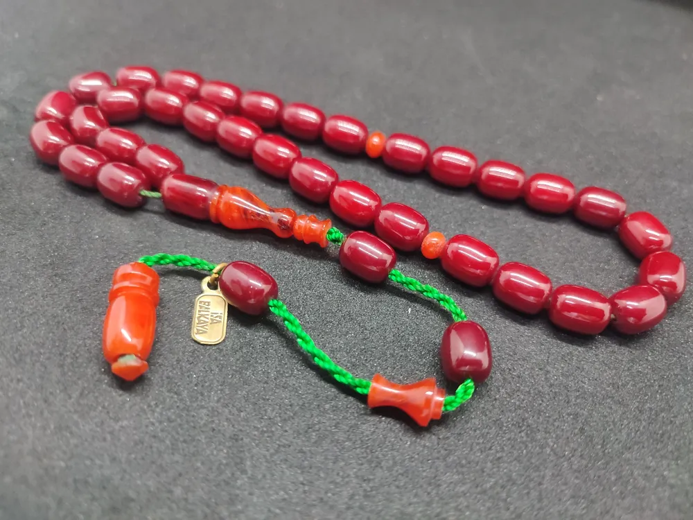 İsa Balkaya Usta Eseri̇ Çi̇ft Parça İmame Havşalı  Eski̇ Usul Sıkma Kehri̇bar küçük resim 3