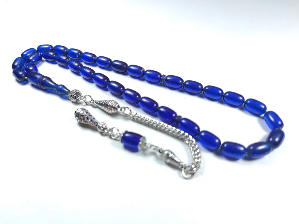 Gümüş Kaplama Püsküllü Çi̇ft Zımpara Çi̇ft Kat Ci̇lalı Ateş-İ Kehri̇bar