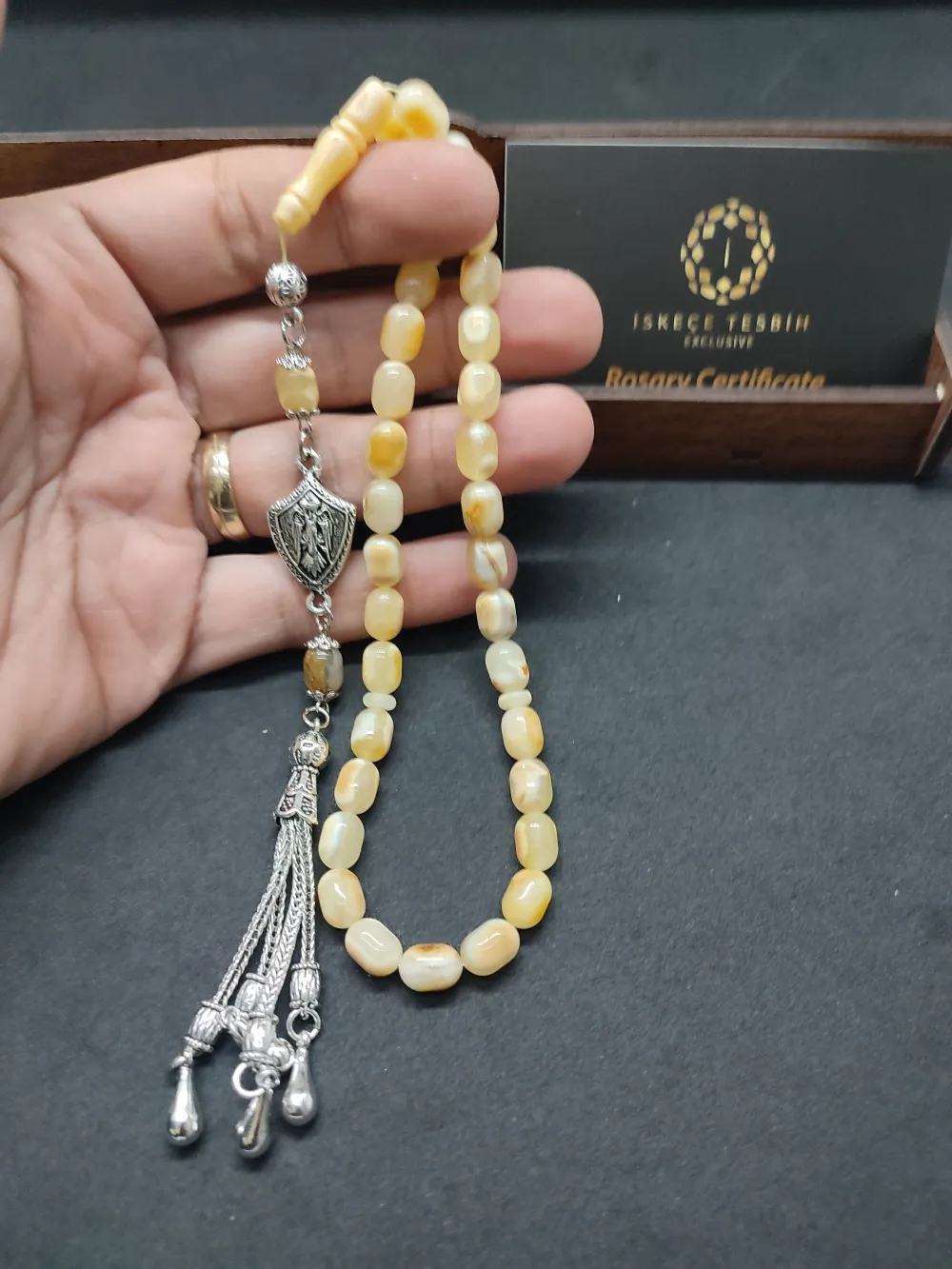 Ahşap Kutulu  6.75 Gr. Gümüş Püsküllü Toprak Fosi̇lli̇ 11.20 Gr. Rus Kaya Damla küçük resim 5