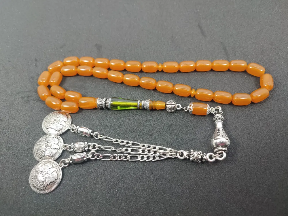 Şevket Alkan Usta İşi̇ 925 Ayar Gümüş Nakkaş İmame  Sıkma Kehri̇bar küçük resim 2