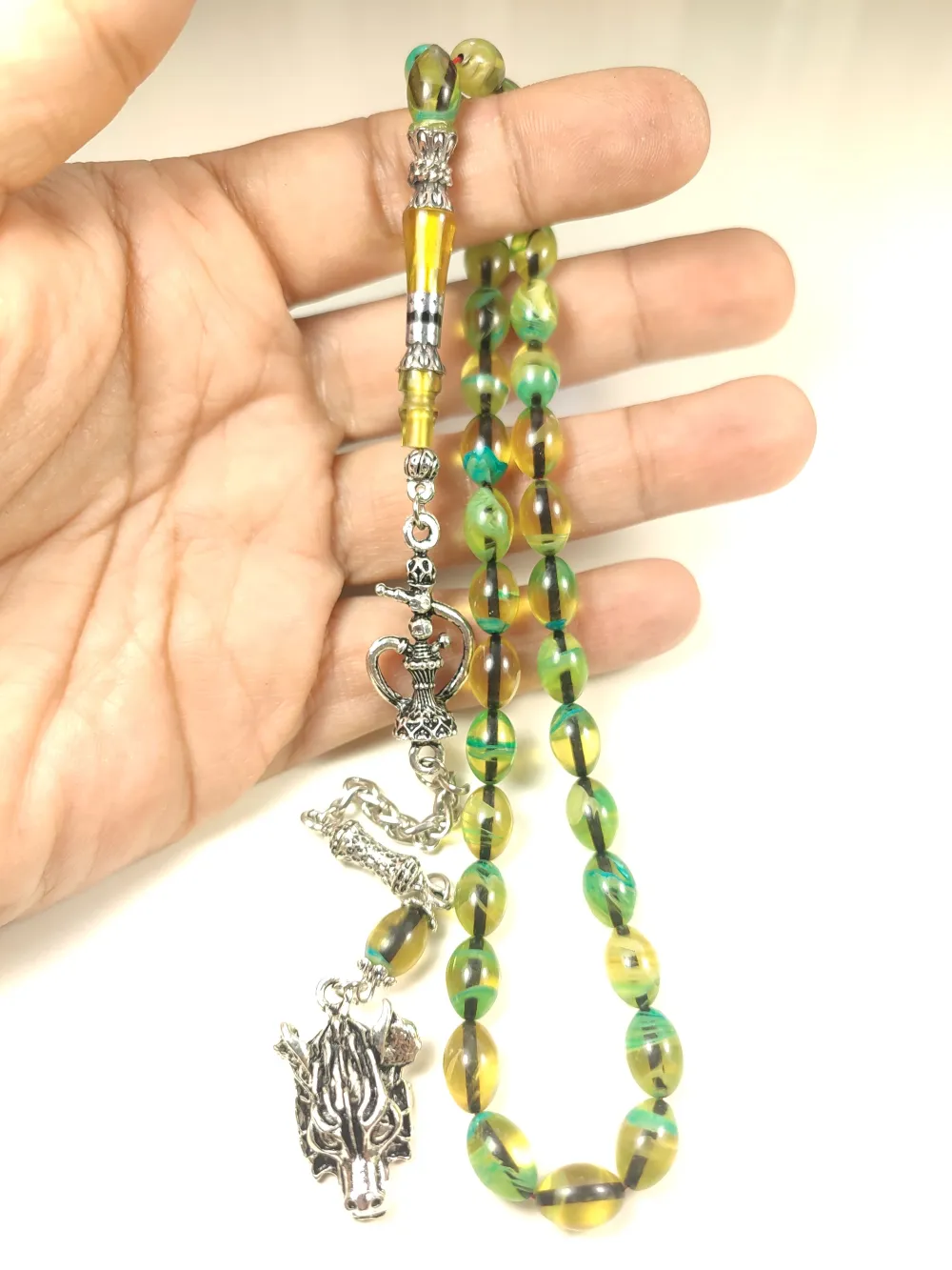 925 Ayar Gümüş Nakkaş İp Yolu Eski̇tme Multi̇ Color Sıkma Kehri̇bar küçük resim 5