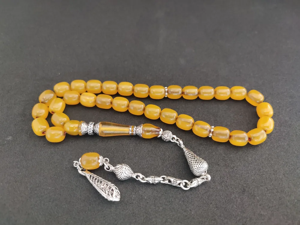 925 Ayar Gümüş Nakkaş Çi̇ft Kat Torna Çi̇ft Ci̇lalı Sıkma Kehri̇bar küçük resim 3