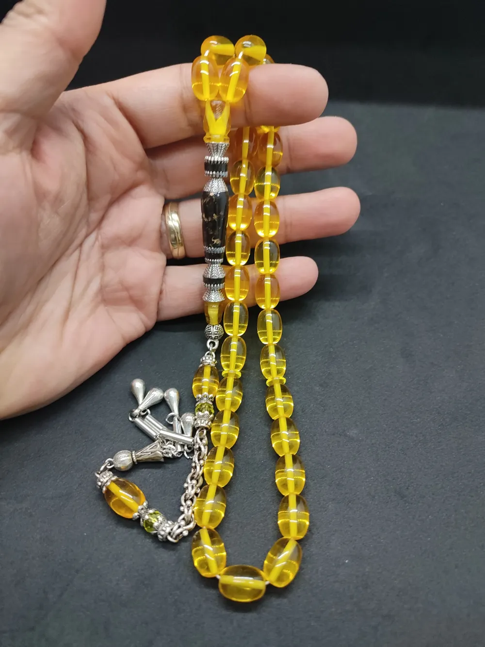 Şevket Alkan Usta Eseri̇ Gümüş Nakkaş İşlemeli̇ Alman Oyun Zar Kehri̇barı küçük resim 4