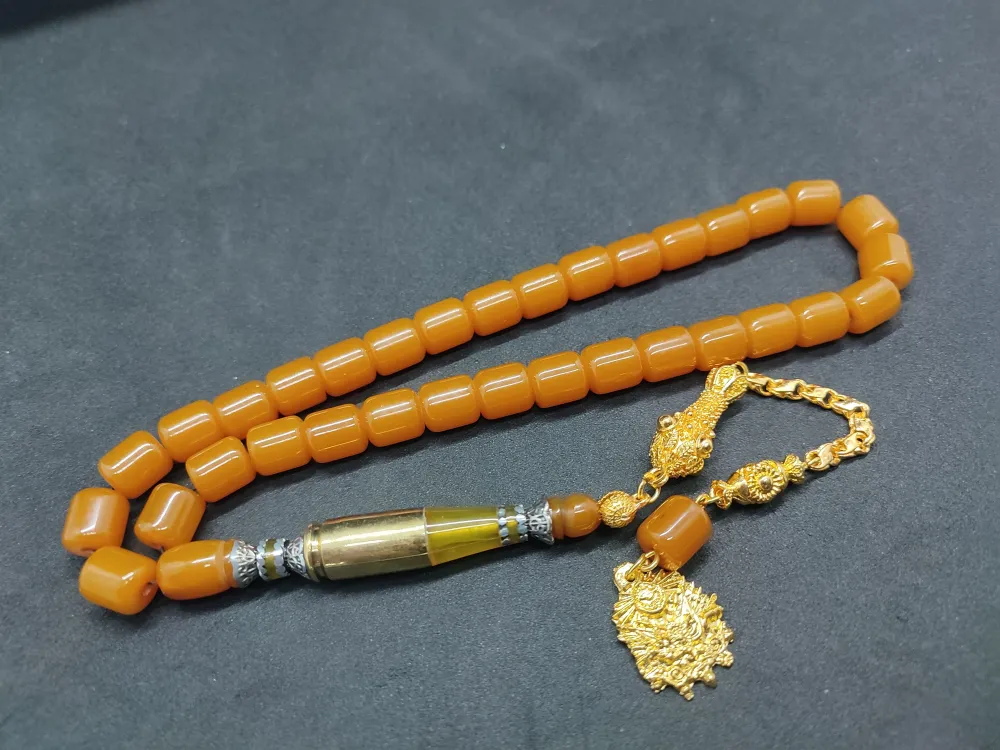 İmame Mermi̇ Kovanı Ve Gümüş Nakkaş Kombi̇nli̇ Sıkma Kehri̇bar küçük resim 2