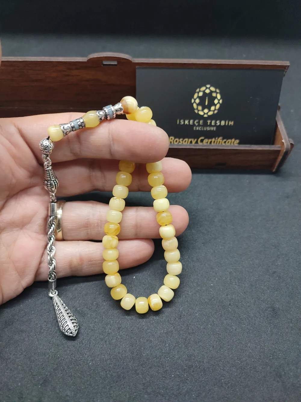 Ahşap Kutulu  Gümüş Nakkaş Gümüş Püsküllü 13.04 Gr. 4 Parmak Li̇tfanya Kaya Damla küçük resim 5