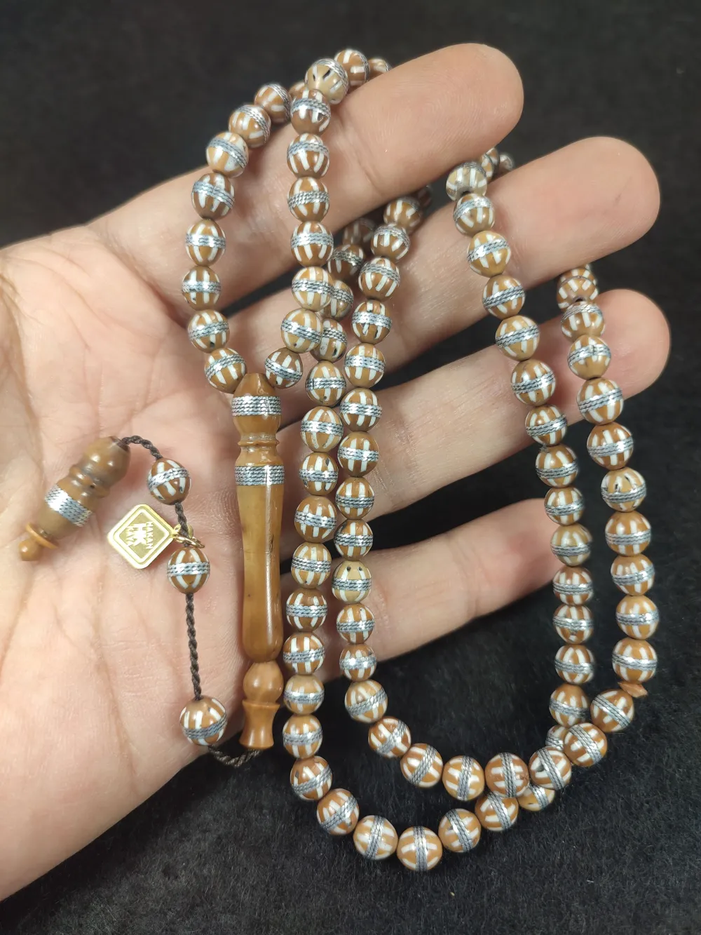 Hakan Kaya Usta Eseri̇ 925 Ayar Gümüş Sarmal Kuka Namaz Tesbi̇hi̇ küçük resim 5