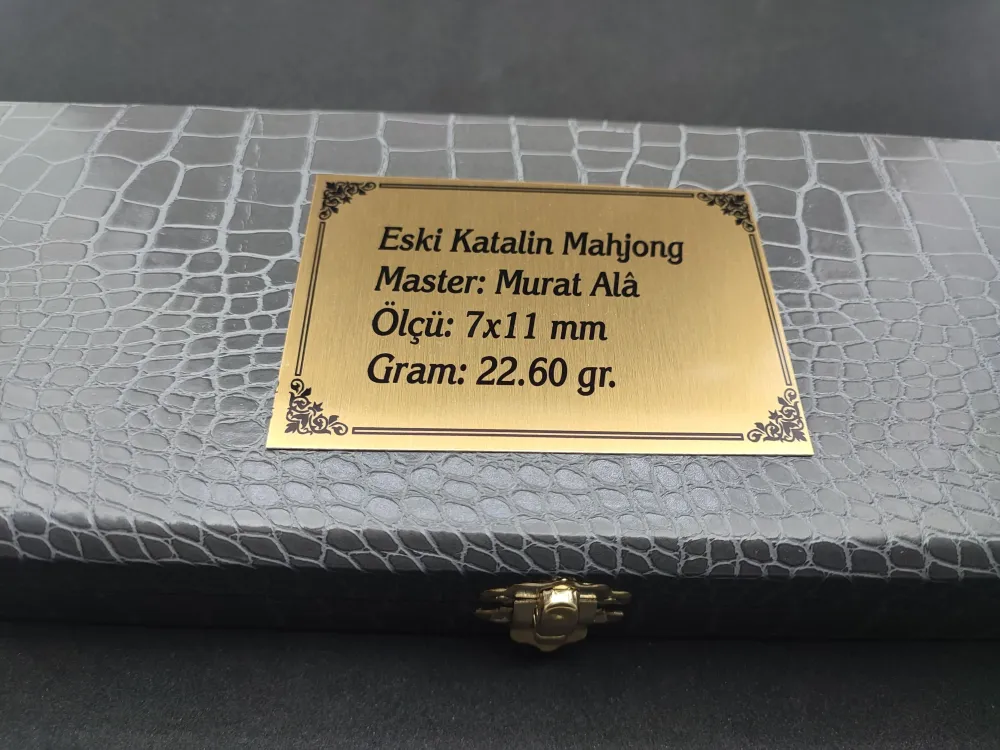 Murat Ala Usta Eseri̇ Gömme Deri̇ Kutulu 22.6 Gr. Objeli̇ Eski̇ (63 Yıllık) Mahjong küçük resim 5