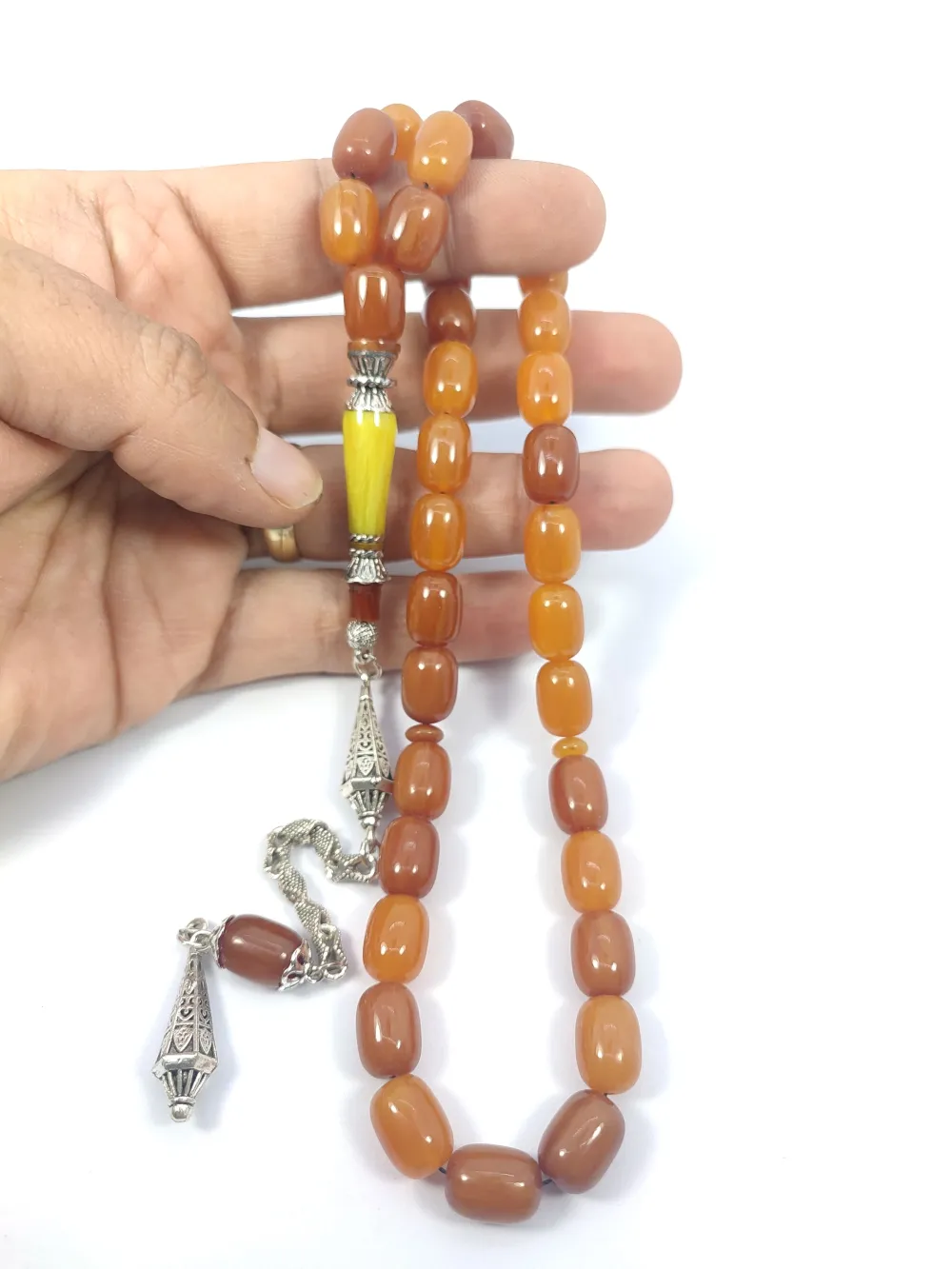 Şevket Alkan Usta İşi̇ 925 Ayar Gümüş Nakkaş İmame  Sıkma Kehri̇bar küçük resim 5