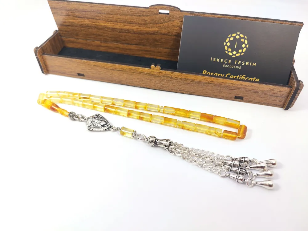 Gümüş Püsküllü İskeçeli̇ Cemi̇l Usta Eseri̇ 9.80 Gr. Li̇tfanya Kaya Damla Kehri̇bar