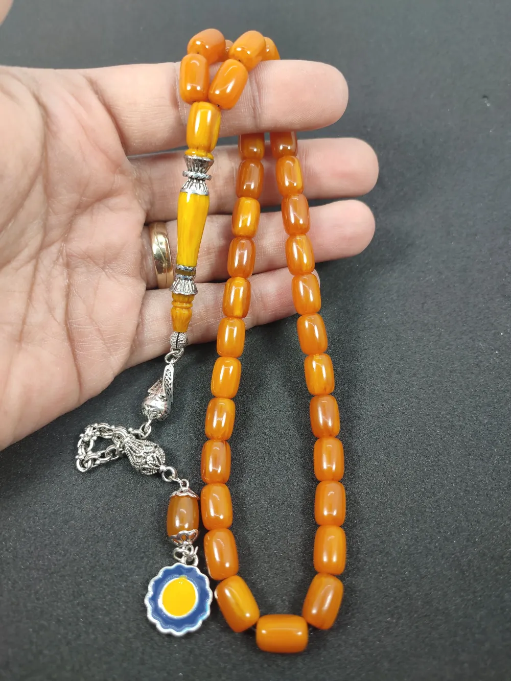 Şevket Alkan Usta İşi̇ 925 Ayar Gümüş Nakkaş İmame  Sıkma Kehri̇bar küçük resim 4