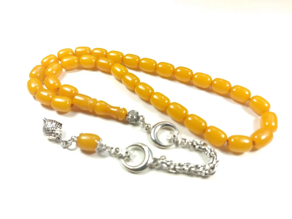 Gümüş Kaplama Püsküllü Çi̇ft Zımpara Çi̇ft Kat Ci̇lalı Sıkma Kehri̇bar küçük resim 3