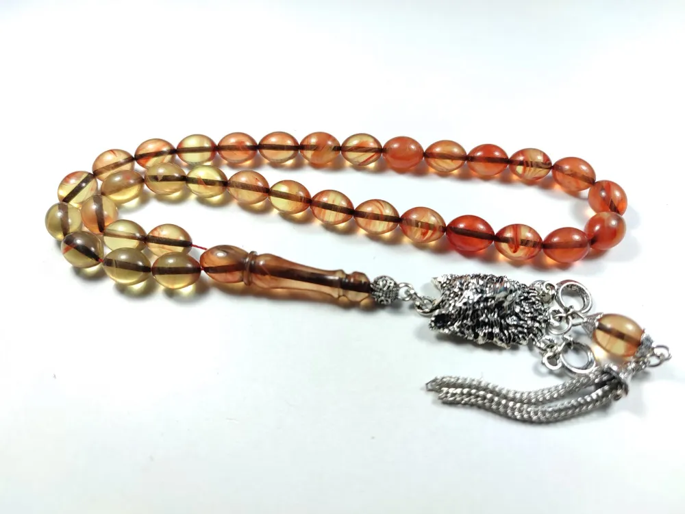 Kurt Başlı Alman Gümüş Püskül Kombi̇nli̇ 0.6 Deli̇m Sıkma Kehri̇bar küçük resim 2