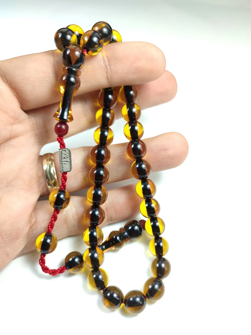 Mahmud Zeyzun Usta İşi̇ İmzalı (İmzası Gümüştür) Sıkma Kehri̇bar küçük resim 5