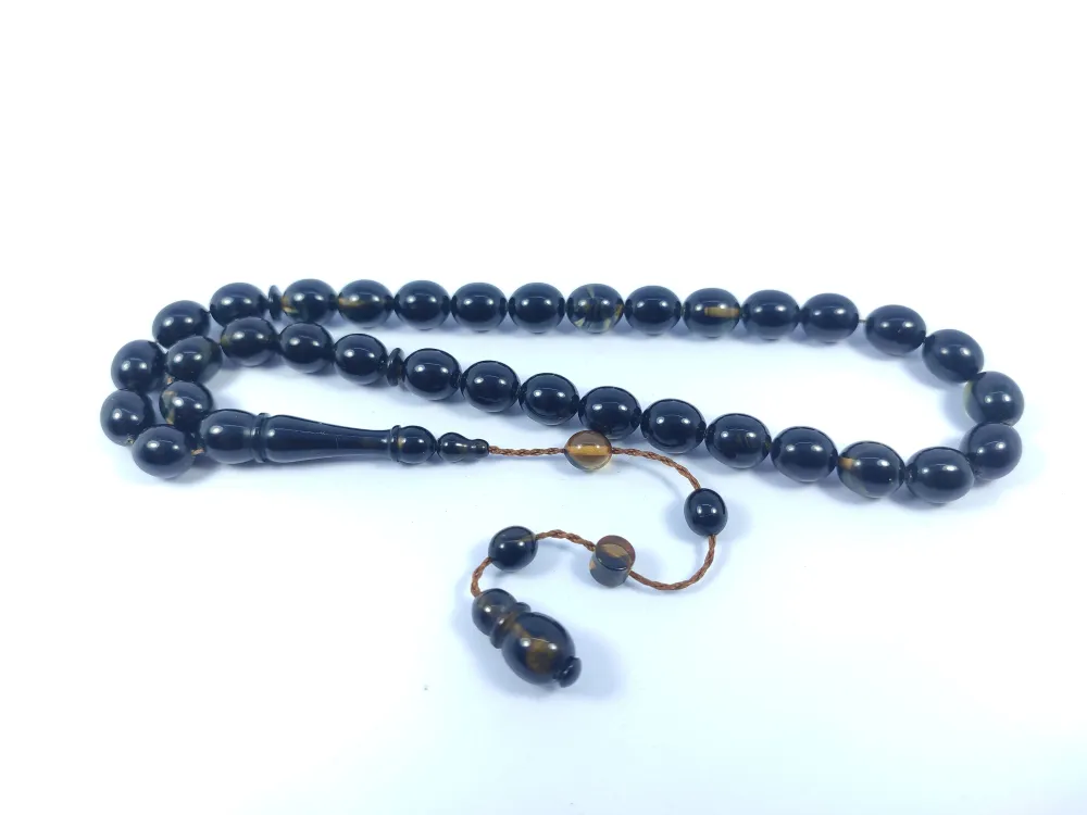 Şevket Alkan Usta Eseri̇ İnci̇ Si̇yahı 0.6 Mm Deli̇m Sıkma Kehri̇bar küçük resim 2