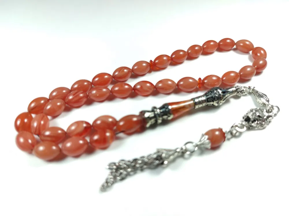 Kurt Başlı Alman Gümüş Püskül Nakkaş İmame Sıkma Kehri̇bar küçük resim 2