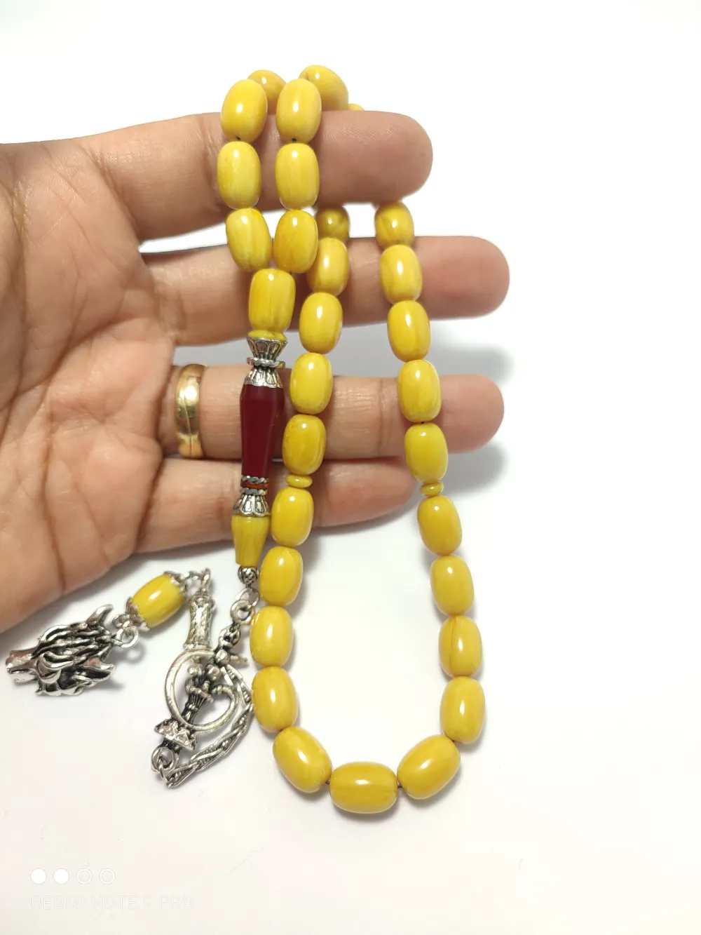 925 Ayar Gümüş Nakkaş İmame  Sıkma Kehri̇bar küçük resim 4