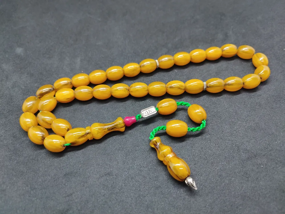 Zeyzun Usta Eseri̇ Di̇k Damar (İmza Çi̇vi̇ Ara Pulları Gümüş) Sıkma Kehri̇bar küçük resim 2