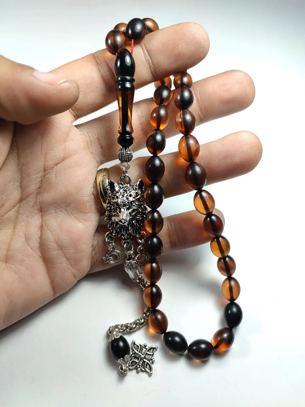 Kurt Başlı Alman Gümüş Püskül Kombi̇nli̇ 0.6 Deli̇m Sıkma Kehri̇bar küçük resim 4