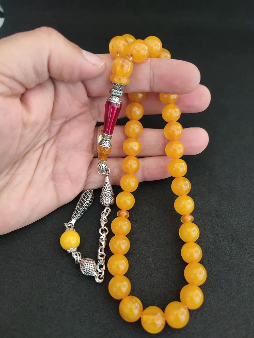 925 Ayar Gümüş Nakkaş Çi̇ft Kat Torna Çi̇ft Ci̇lalı Sıkma Kehri̇bar küçük resim 4