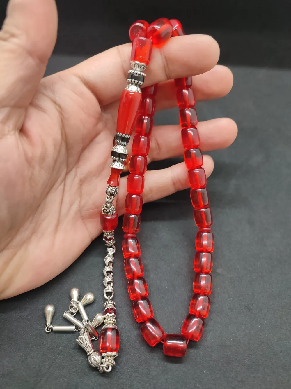 Şevket Alkan Usta Eseri̇ Gümüş Nakkaş İşlemeli̇ Alman Oyun Zar Kehri̇barı küçük resim 5