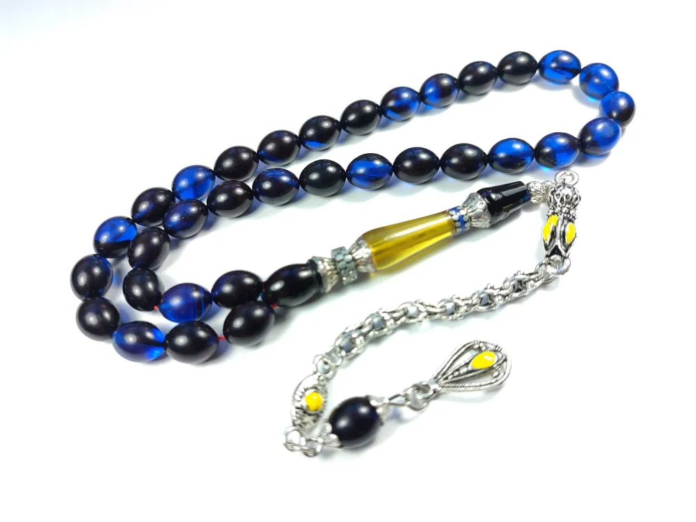 Mi̇neli̇ Alman Gümüş Püskül Kombi̇nli̇ Gümüş Nakkaş İmame Sıkma Kehri̇bar küçük resim 4