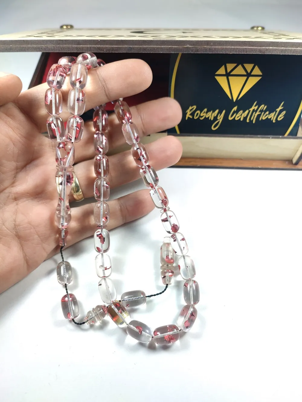 Furkan Gül Usta İşi̇ Gömme Kutulu Dıamond Shıne (Altın Varaklı) Ateş-İ Kehri̇bar küçük resim 3