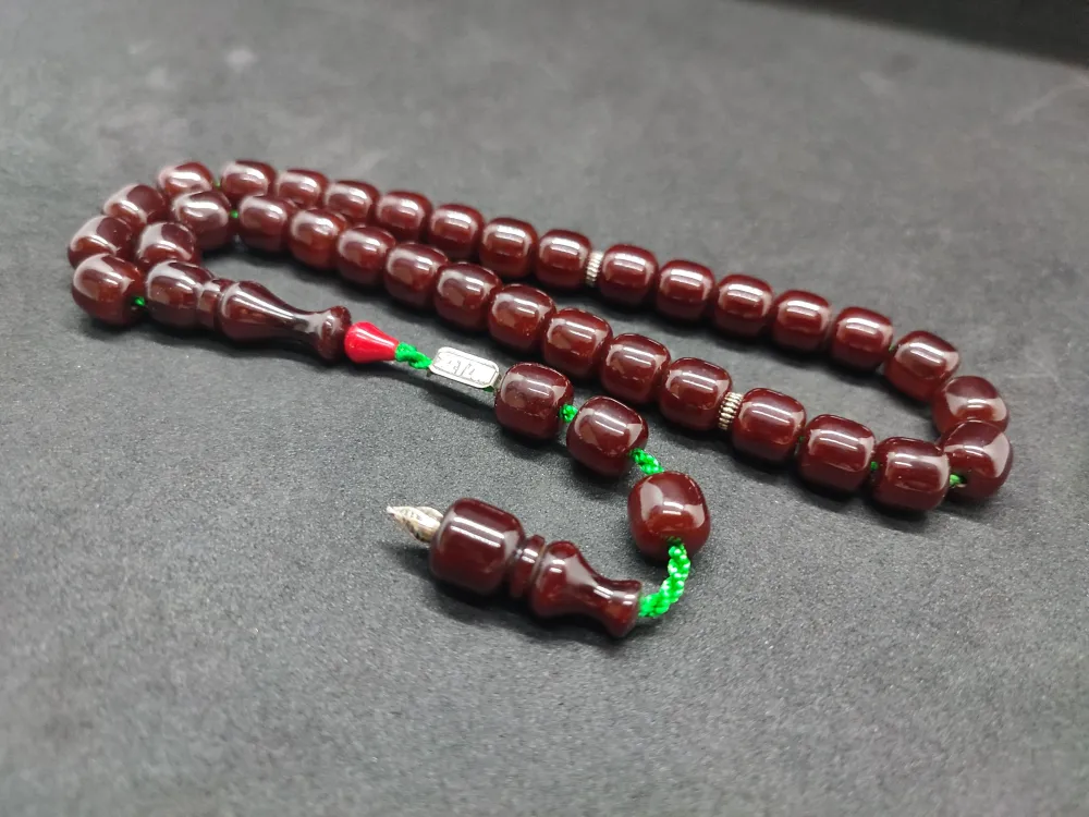 Zeyzun Usta Eseri̇ Di̇k Damar (İmza Çi̇vi̇ Ara Pulları Gümüş) Sıkma Kehri̇bar küçük resim 3