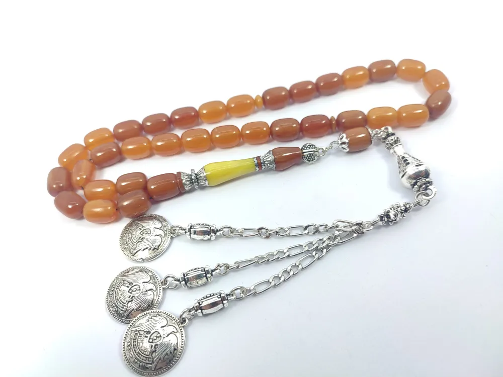 Şevket Alkan Usta İşi̇ 925 Ayar Gümüş Nakkaş İmame  Sıkma Kehri̇bar