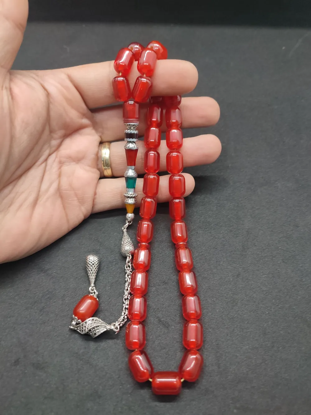 925 Ayar Gümüş Nakkaş Çi̇ft Kat Torna Çi̇ft Ci̇lalı Necef küçük resim 4