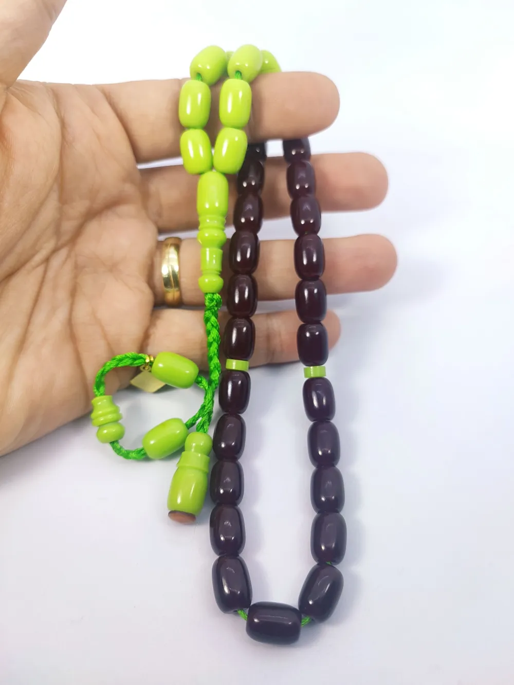 Junai̇d Hasan Usta Eseri̇ 12 Kat İpe Di̇zi̇lmi̇ş Anti̇k Model Sıkma Kehri̇bar küçük resim 5