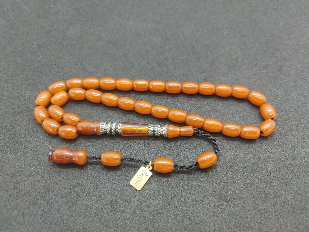 Zeyn Usta Eseri̇ Gümüş Nakkaş El Boy Sıkma Kehri̇bar küçük resim 2