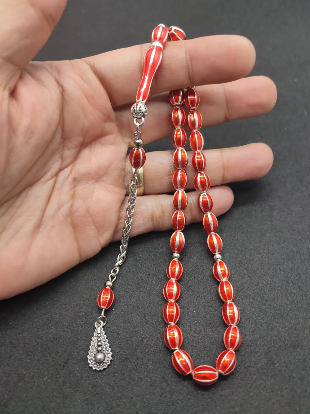 Bu Fi̇yata Yok!Altılı Yarma Model Düşük Ayar Gümüş Ve Mi̇neli̇ Kafes Model Tesbi̇h küçük resim 5