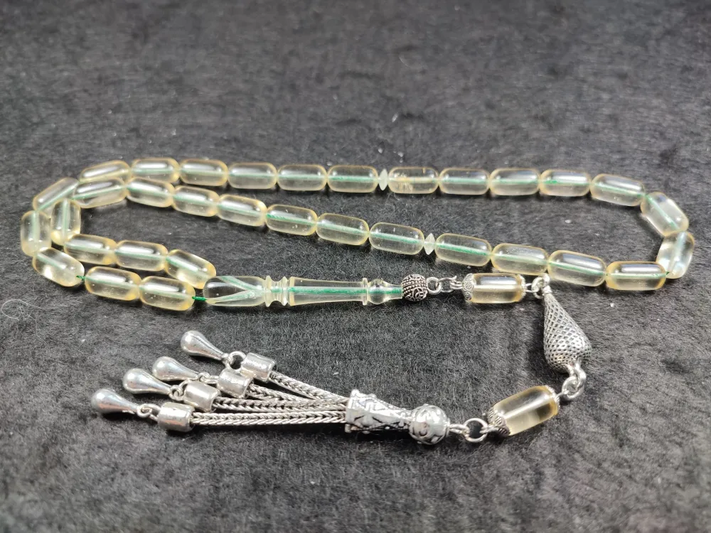 19.41 Gr. Gümüş Püsküllü 0.6 Şeffaf Deli̇m Damla Kehri̇bar (Su Damlası) küçük resim 3