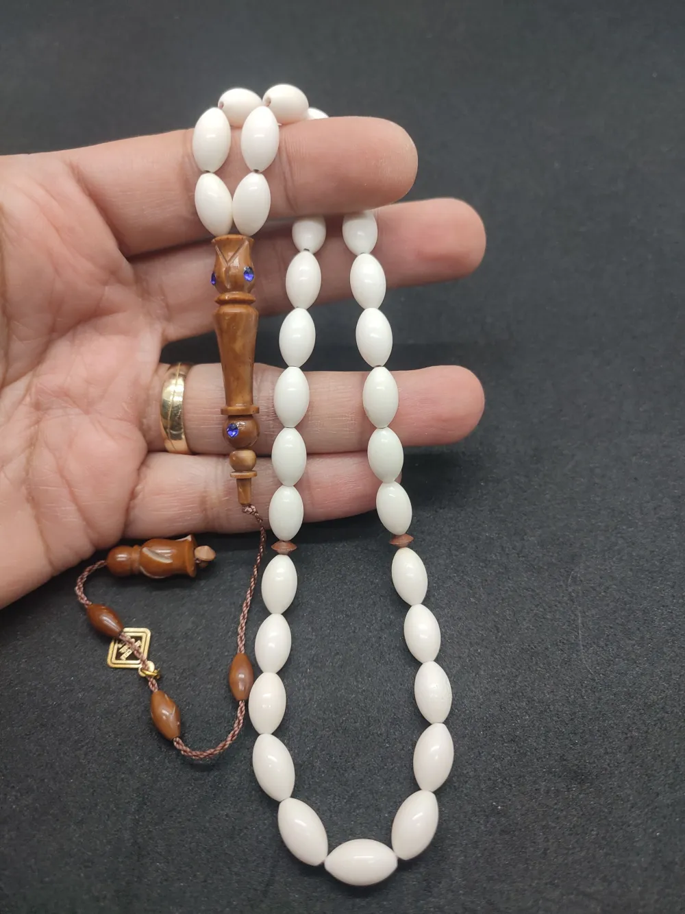 İskeçeli̇ Cemi̇l Usta Eseri̇ Swarovski̇ Taş Çakımlı Kuka Kombi̇nli̇ Deve Kemi̇ği̇ küçük resim 5