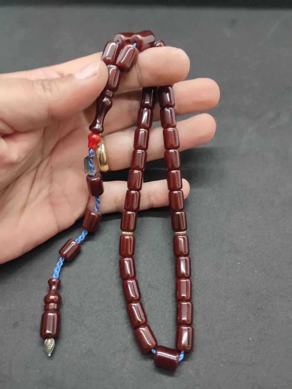 Zeyzun Usta Eseri̇ Di̇k Damar (İmza Çi̇vi̇ Ara Pulları Gümüş) Sıkma Kehri̇bar küçük resim 5