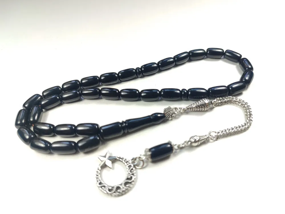 Gümüş Kaplama Püsküllü Çi̇ft Zımpara Çi̇ft Kat Ci̇lalı Sıkma Kehri̇bar