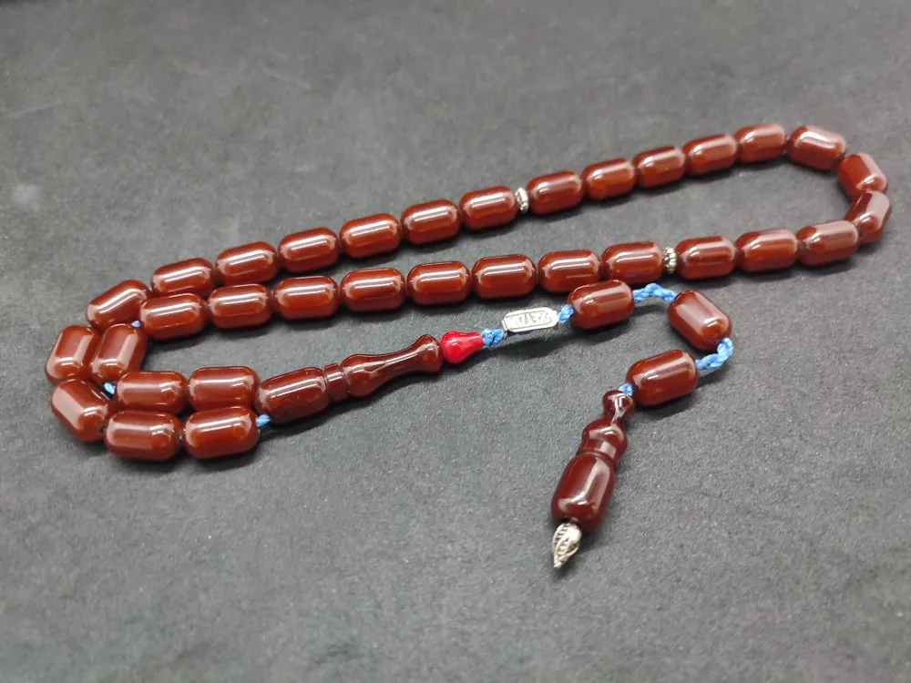 Zeyzun Usta Eseri̇ Di̇k Damar (İmza Çi̇vi̇ Ara Pulları Gümüş) Sıkma Kehri̇bar küçük resim 2