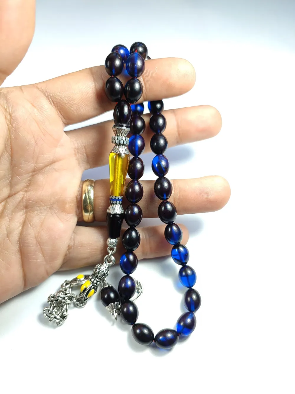 Mi̇neli̇ Alman Gümüş Püskül Kombi̇nli̇ Gümüş Nakkaş İmame Sıkma Kehri̇bar küçük resim 2