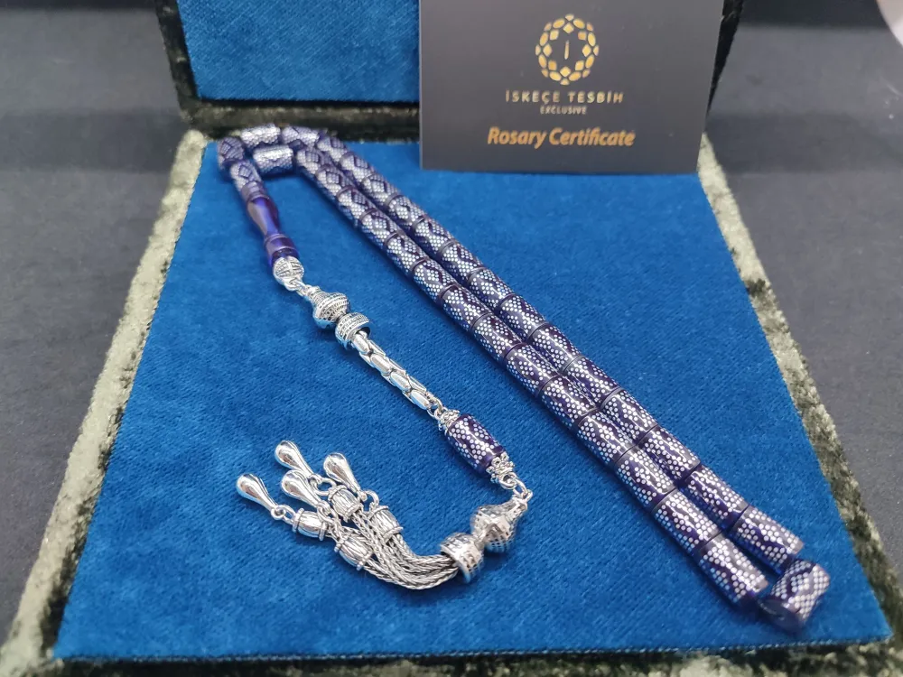 925 Ayar Yoğun Gümüş Çakımlı 475 Ayar Gümüş Püsküllü Ateş-İ Kehri̇bar