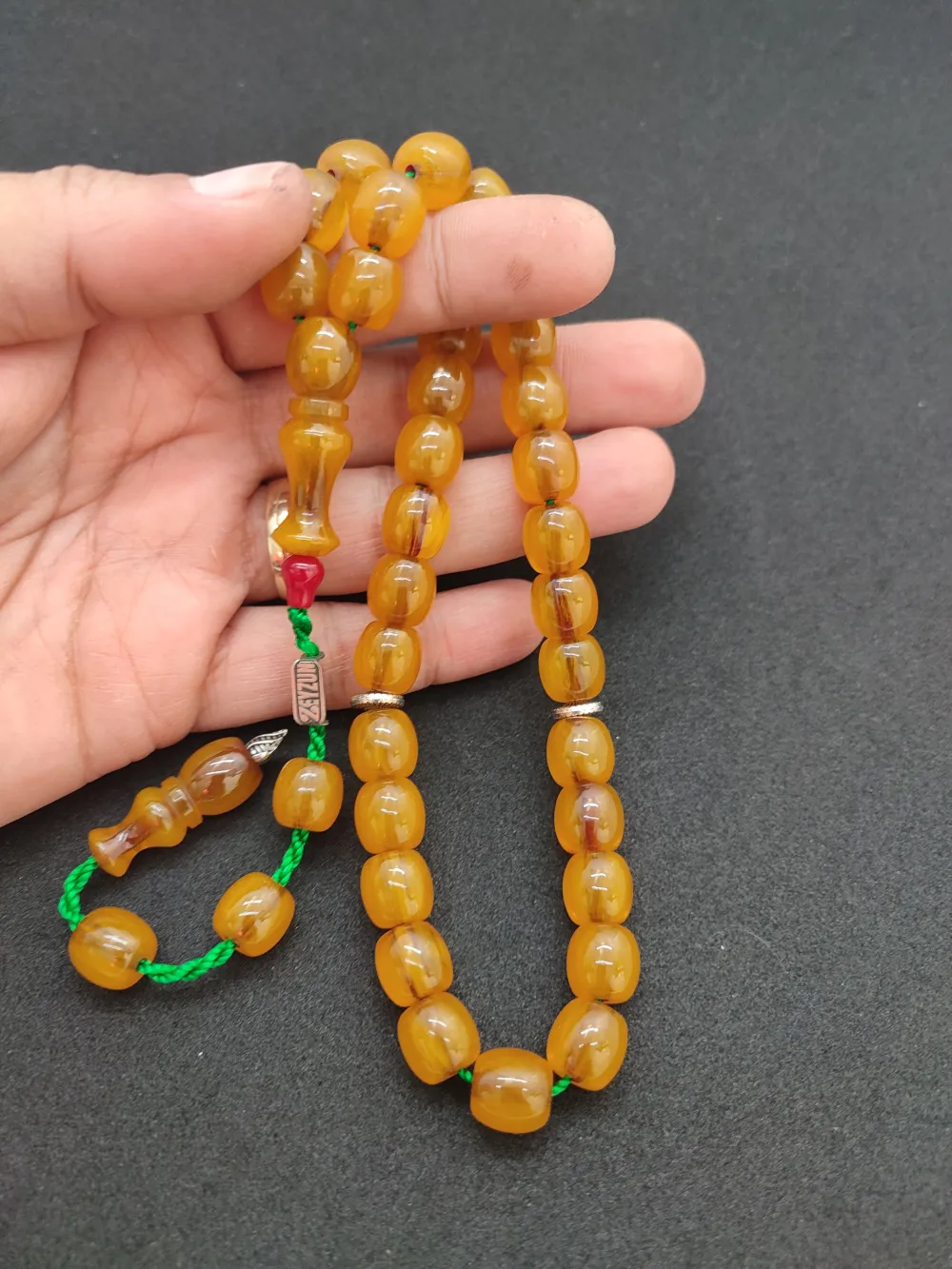 Zeyzun Usta Eseri̇ Di̇k Damar (İmza Çi̇vi̇ Ara Pulları Gümüş) Sıkma Kehri̇bar küçük resim 5