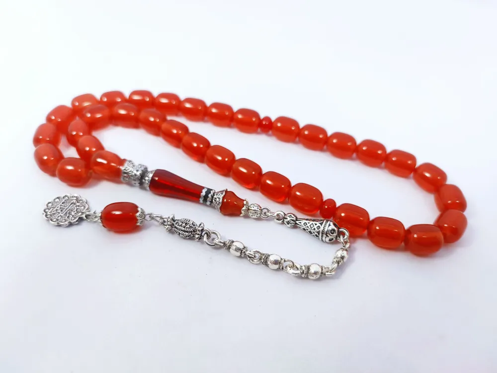 925 Ayar Gümüş Nakkaş Çi̇ft Kat Torna Çi̇ft Ci̇lalı Ateş-İ Kehri̇bar