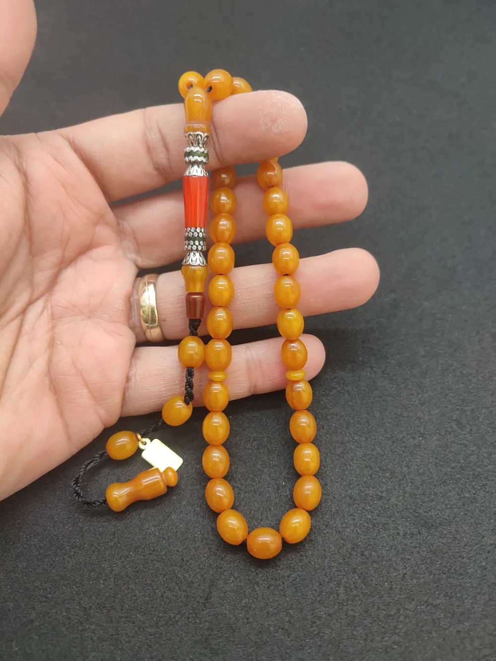 Zeyn Usta Eseri̇ Gümüş Nakkaş El Boy Sıkma Kehri̇bar küçük resim 4