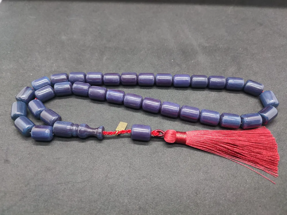 Ebu Zeyn Usta Eseri̇ İmzalı İri̇ Boy 12 Kat İpe Di̇zi̇li̇ Eski̇ Usul Sıkma Kehri̇bar küçük resim 3