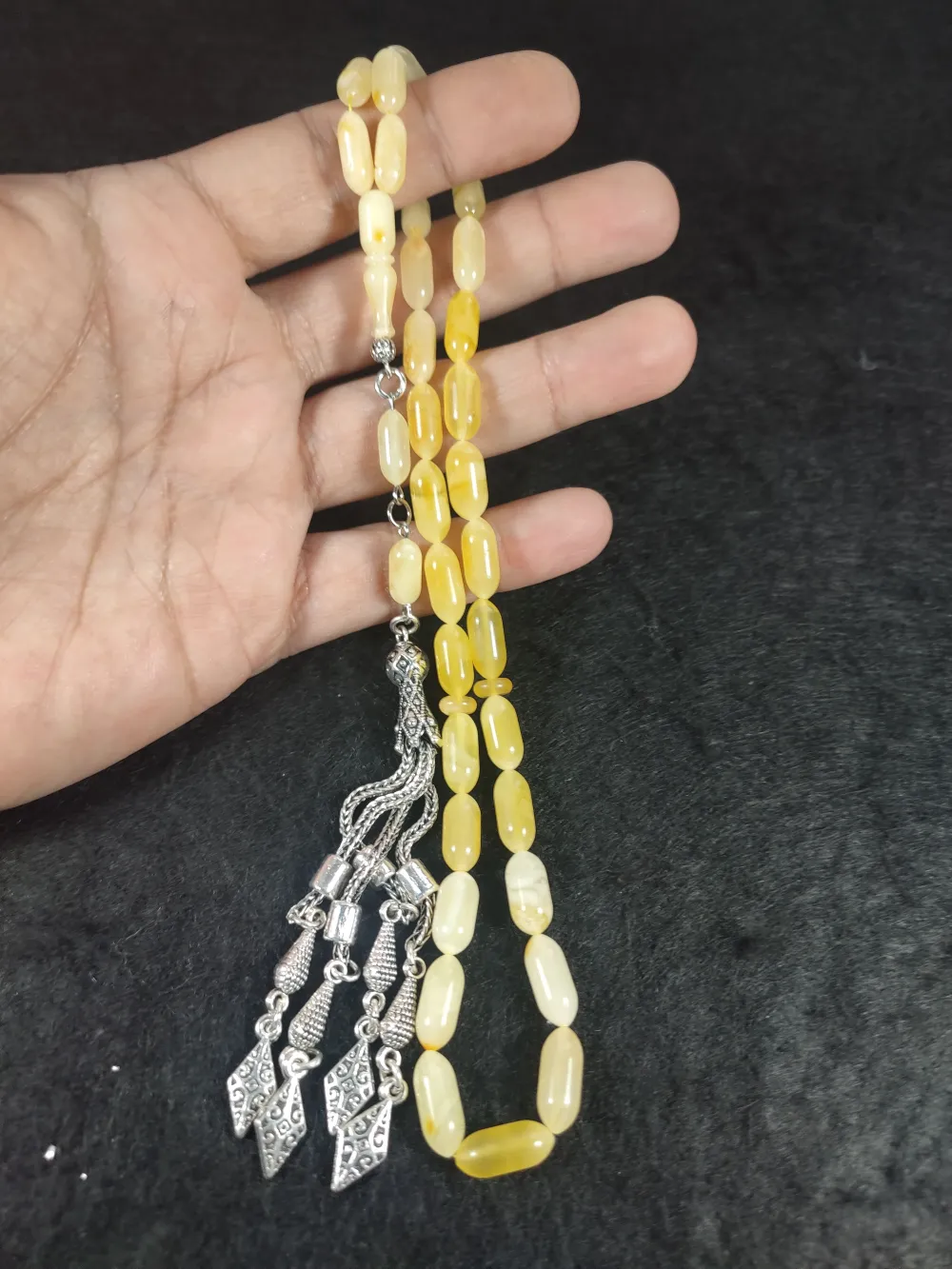 Gümüş Püsküllü 13.25 Gr. Orji̇nal Krali̇çe Baltık Kaya Damla Kehri̇bar küçük resim 4