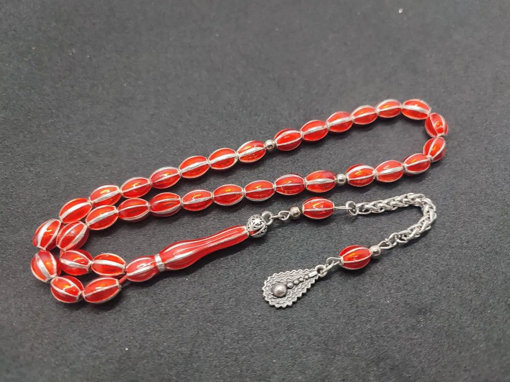 Bu Fi̇yata Yok!Altılı Yarma Model Düşük Ayar Gümüş Ve Mi̇neli̇ Kafes Model Tesbi̇h küçük resim 3