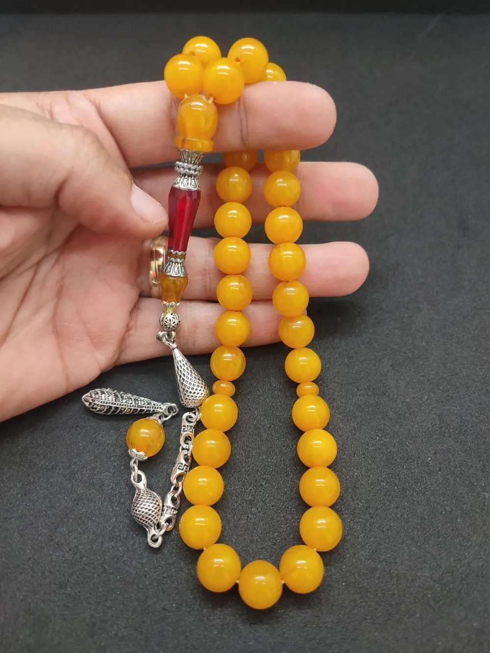 925 Ayar Gümüş Nakkaş Çi̇ft Kat Torna Çi̇ft Ci̇lalı Sıkma Kehri̇bar küçük resim 5