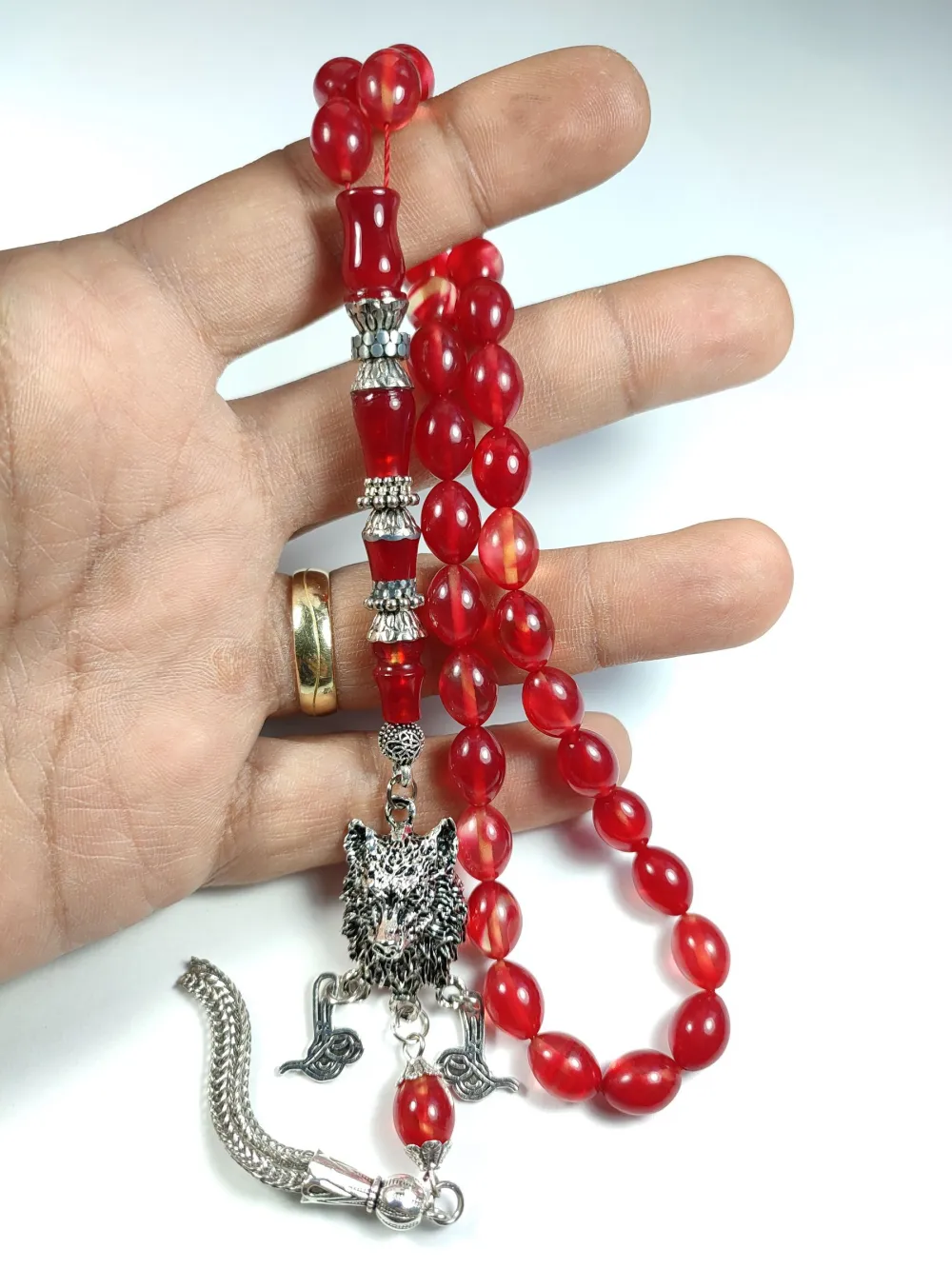 Kurt Başlı Alman Gümüş Püskül Kombi̇nli̇ Gümüş Nakkaş İmame Alman Zar küçük resim 4